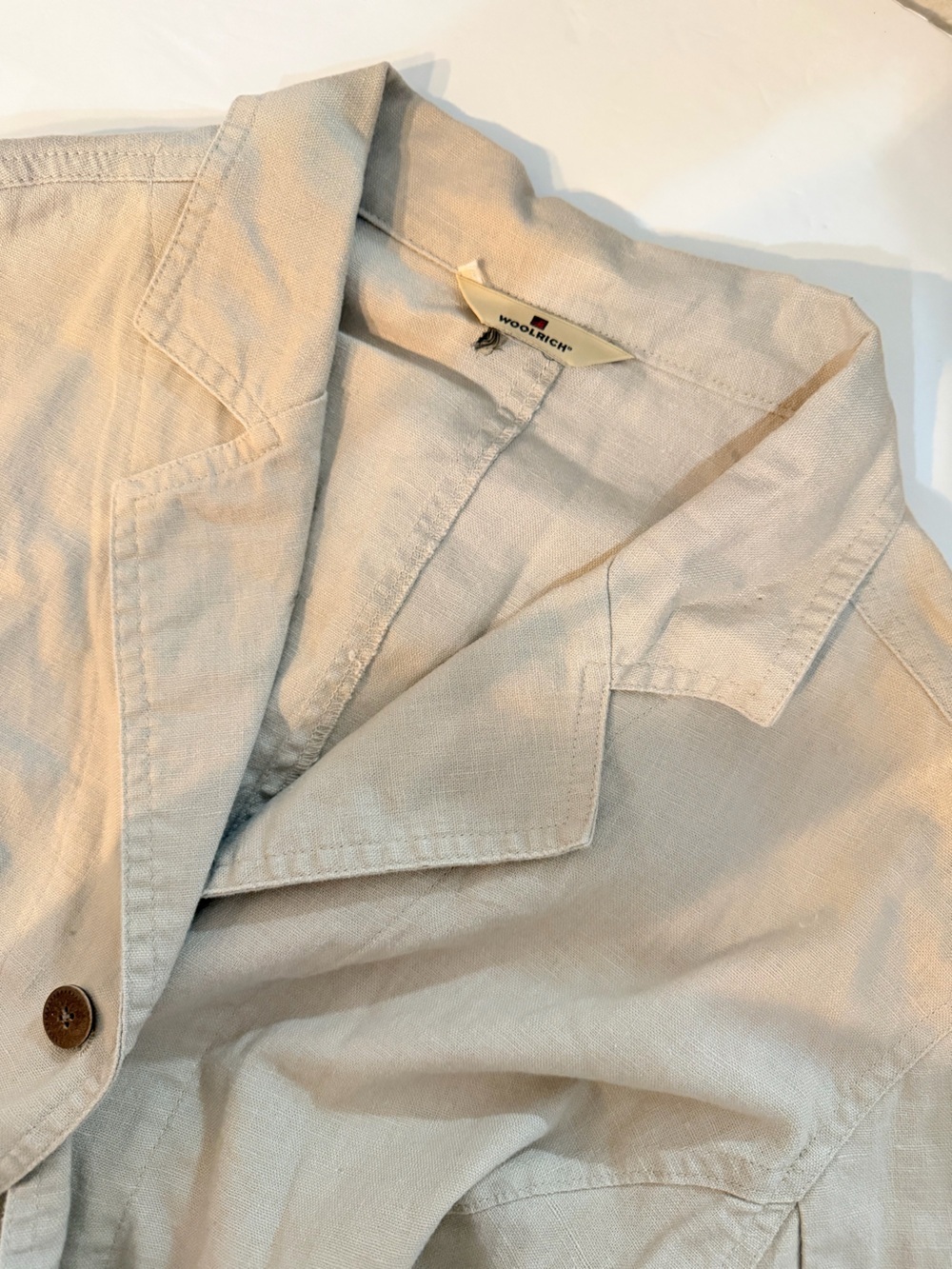 Woolrich Linen Blend Womens Jacket Size XXL Cream Tan Dark Stone